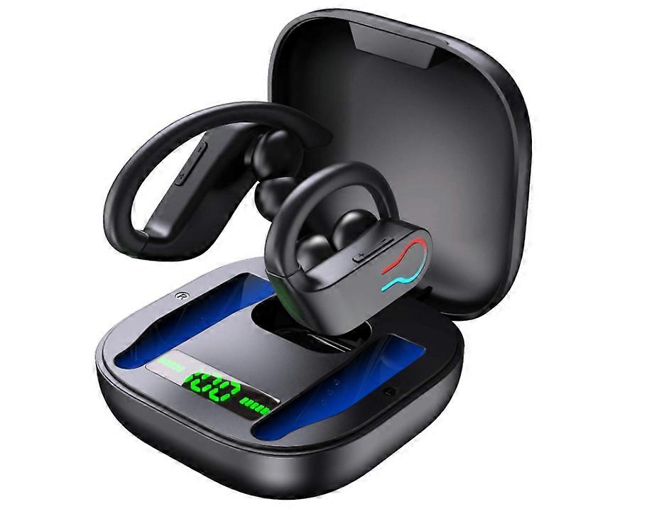 Wireless Earbud, 8Hours Single Playtime Earhooks Headset, Wireless Earphone 6D Stereo HiFi Sound Noise Cancelling(Black)