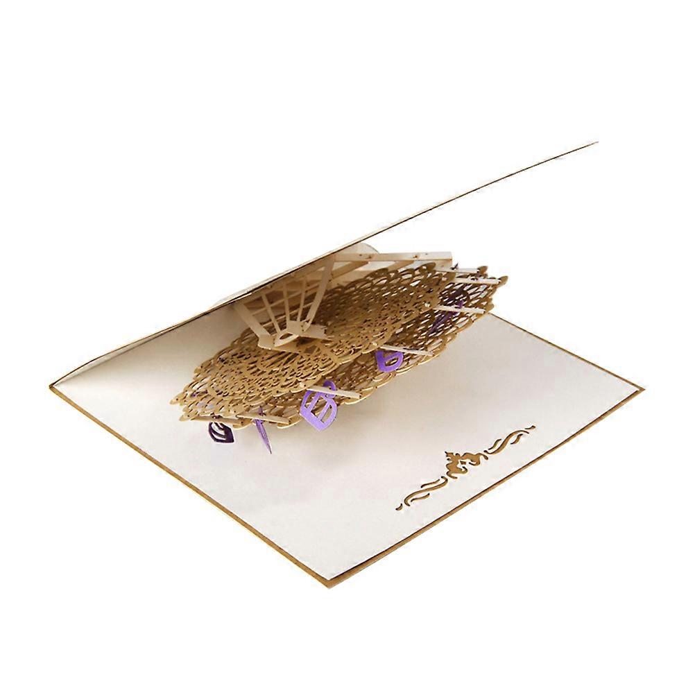 Ferris Wheel Model Greeting Card for Anniversary Party Purple 15x15x0.2cm 1Pcs