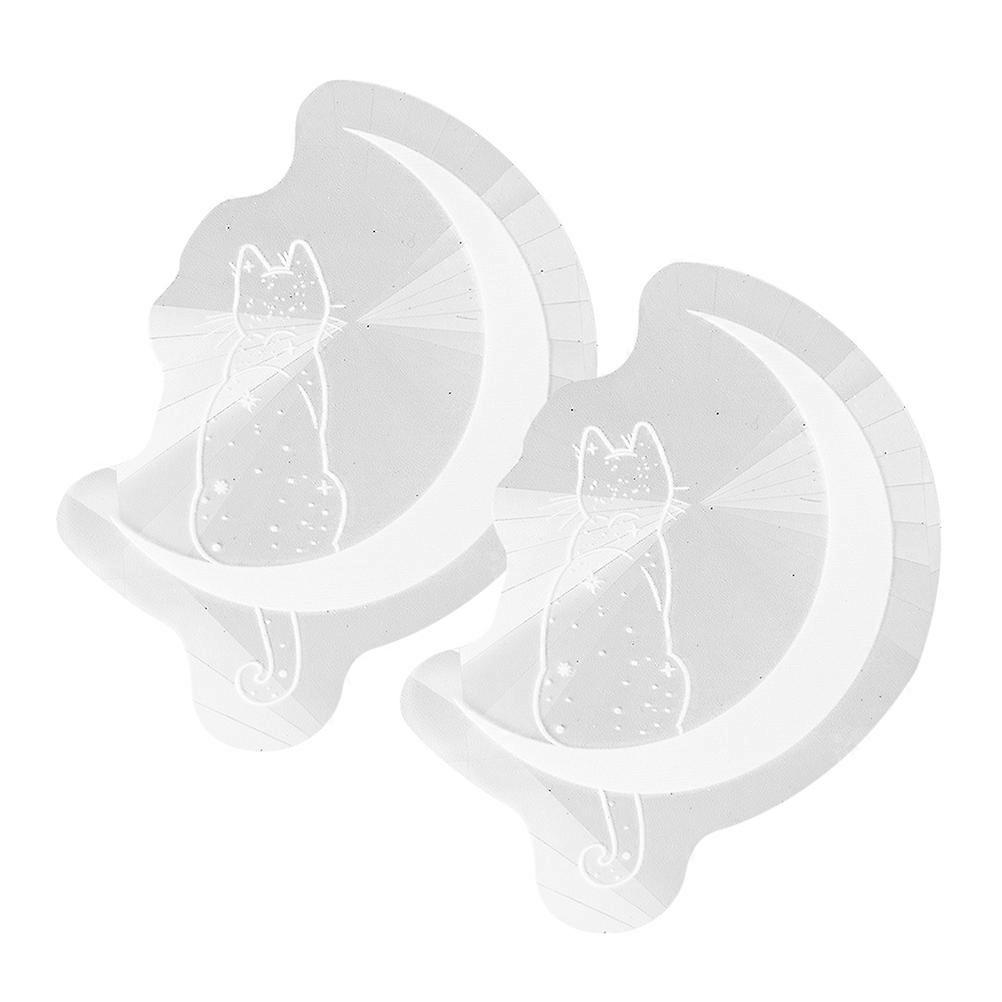 Sun Catcher Window Sticker Moon Cat Shape Anti Collision For Room Decoration 2Pcs