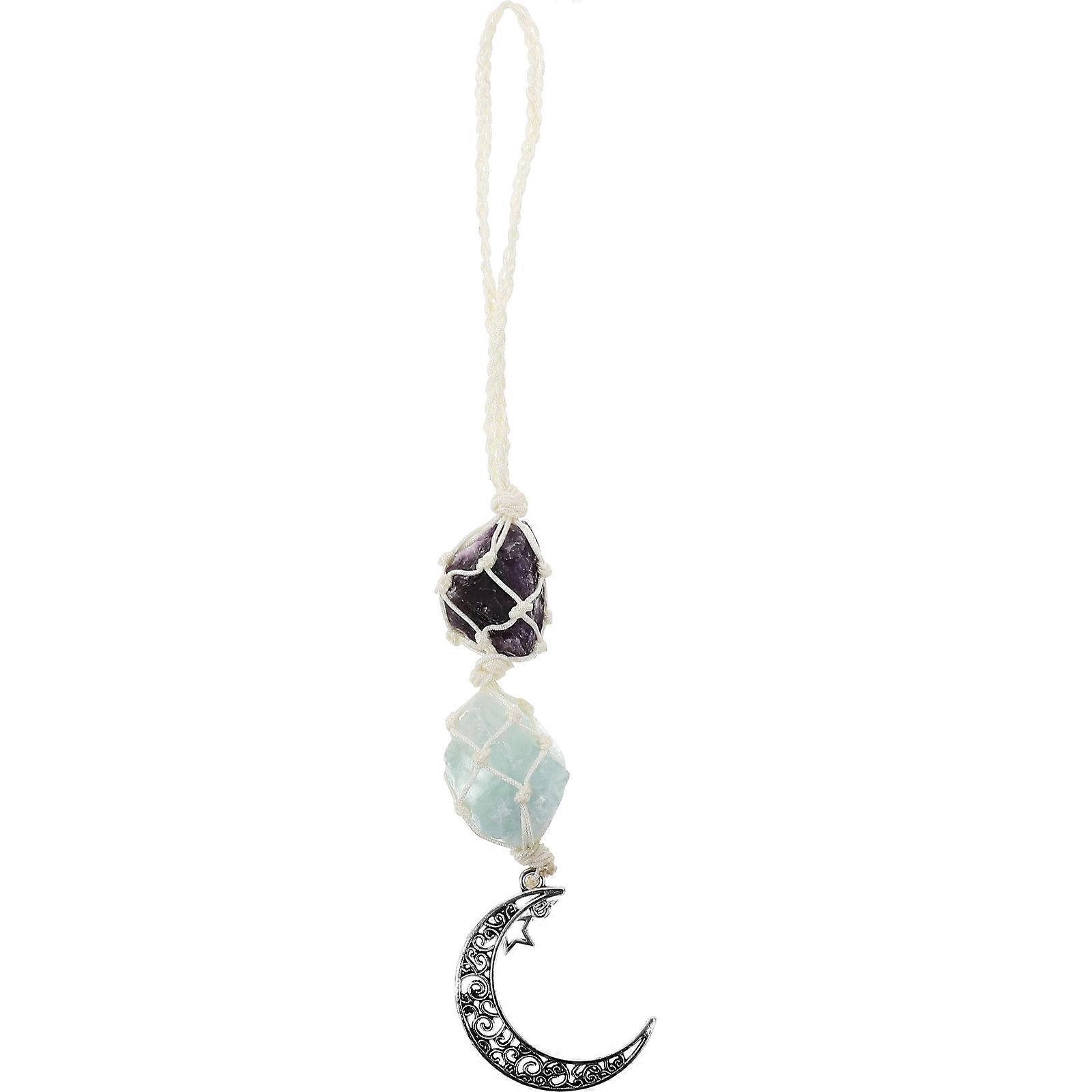 Crystal Stone Car Hanging Ornament Elegant Amethyst Rear View Mirror Decor, Lightweight Handcrafted Accessory for Vehicle and Home Decoration