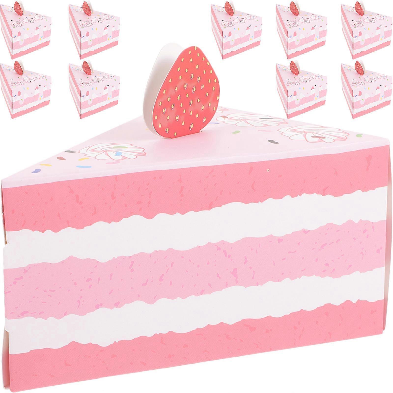 Candy Packaging Box Pastry Cookie Biscuits Boxes Triangular Cake Shape Pink Sweets Packaging 10Pcs