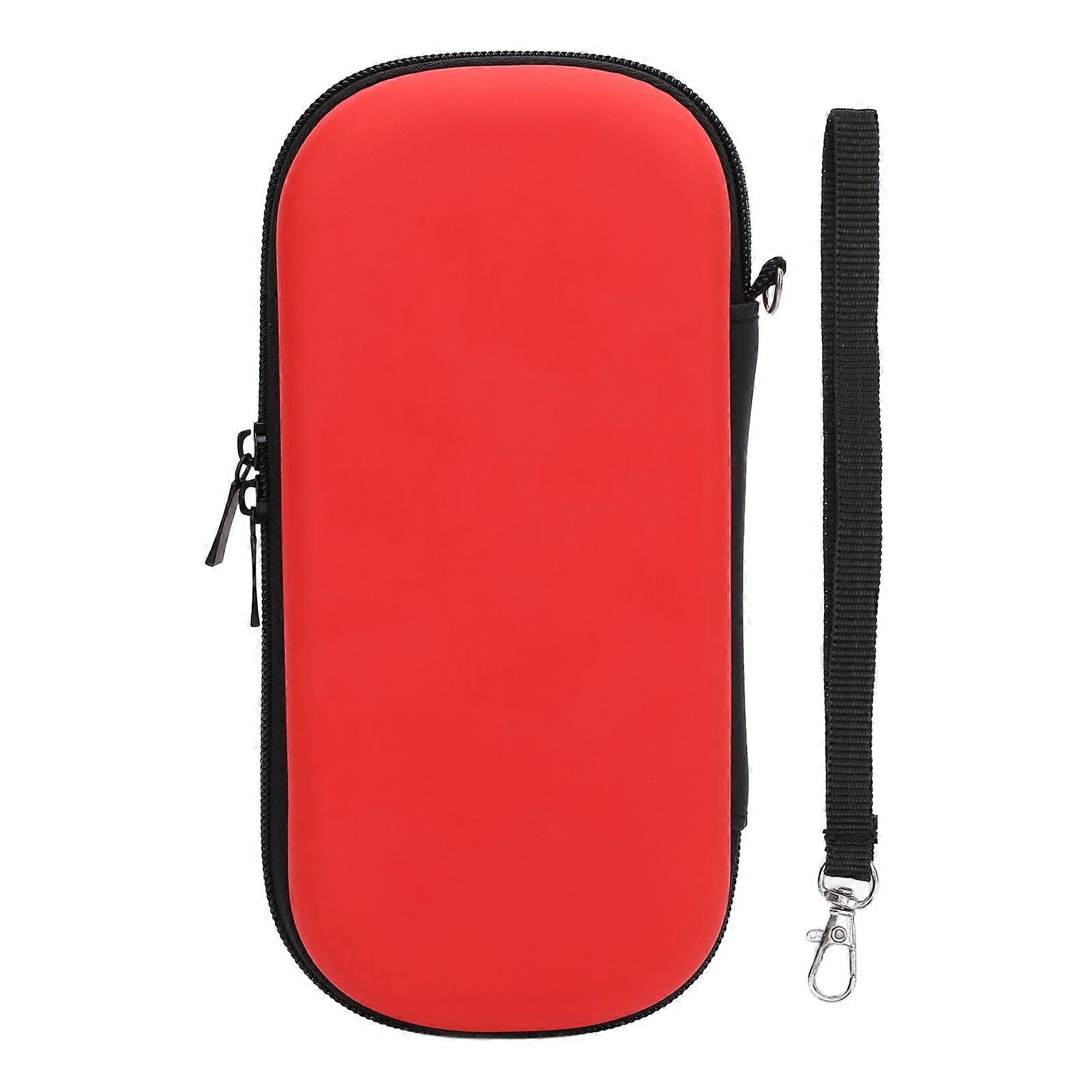 Hard Case for PSP 3000 Game Console with Pockets Scratch Resistant Water Resistant PU EVA Two Way Zipper Red