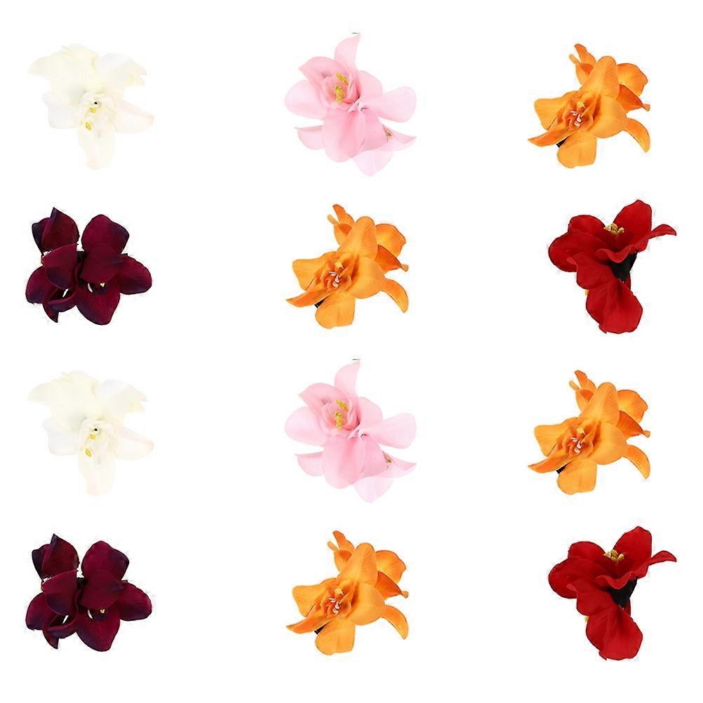 Hair Accessory Hawaiian Flower Clips Assorted Color 10X8CM Use 12Set