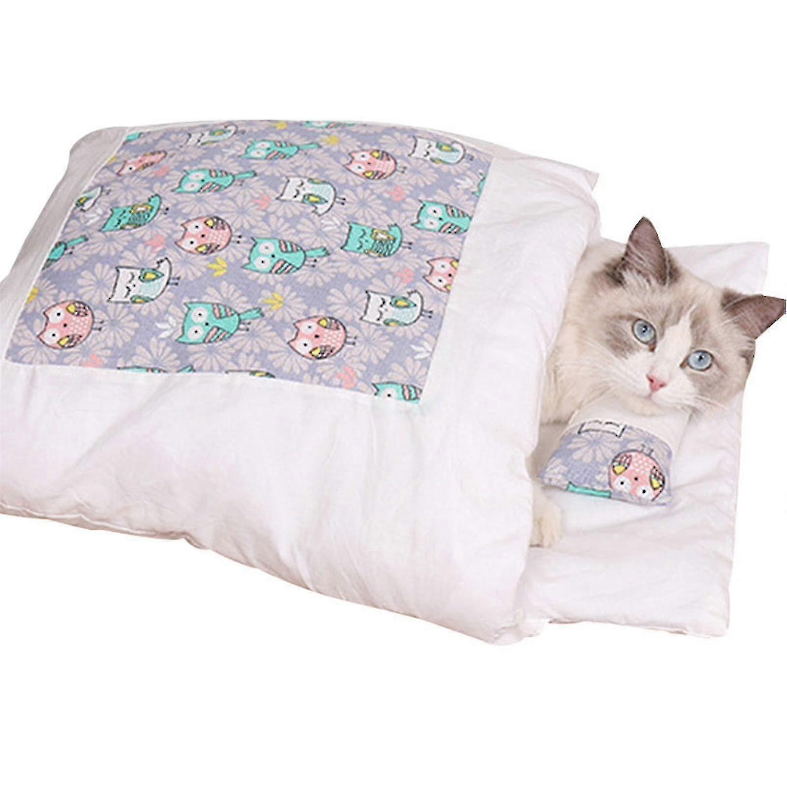 حقيبة نوم القط الدافئة القابلة للإزالة القط سرير الشتاء الدافئ القط البيت سرير الحيوانات الأليفة الصغيرة