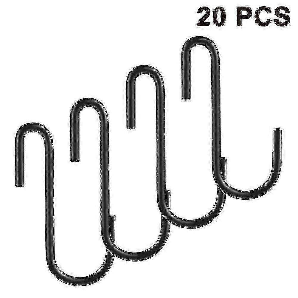 20 Pack Heavy Duty S Hooks for Pan Pot Rack Hanging Black
