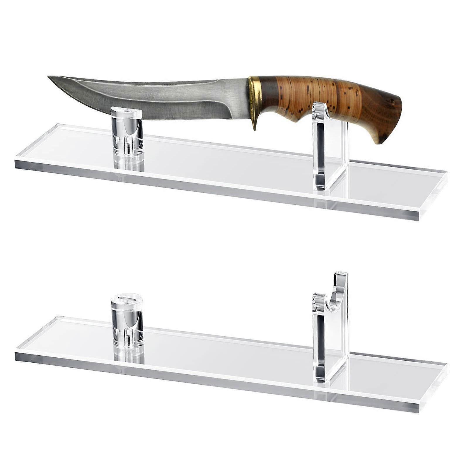 Knife Stand Acrylic Display Holder for Hunting Fishing Camping - Transparent Dagger Rack Knife Organizer Pack of 2