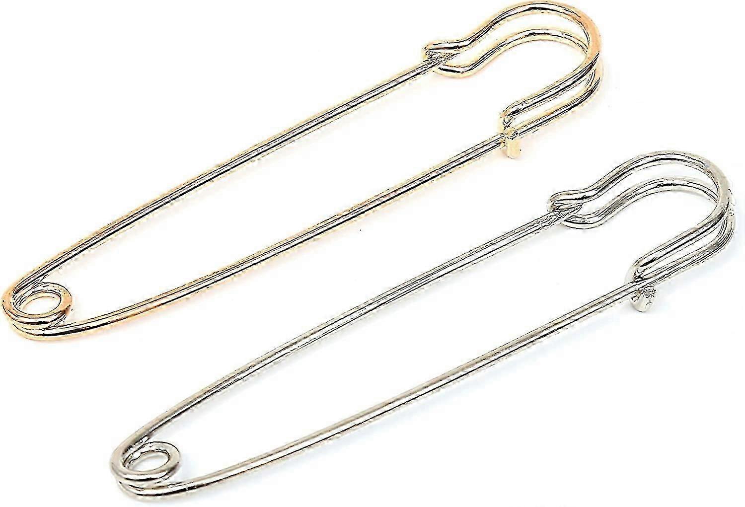 50mm Safety Pin  Extra Large  Gold & Silver  20 Pieces