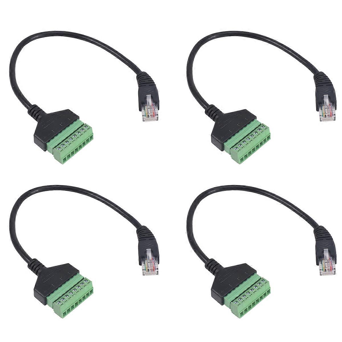 4X RJ45 Screw Terminal Connector Cable RJ45 Male to 8 Pin Extension Cable Lead for Cat5/6/7 Ethernet