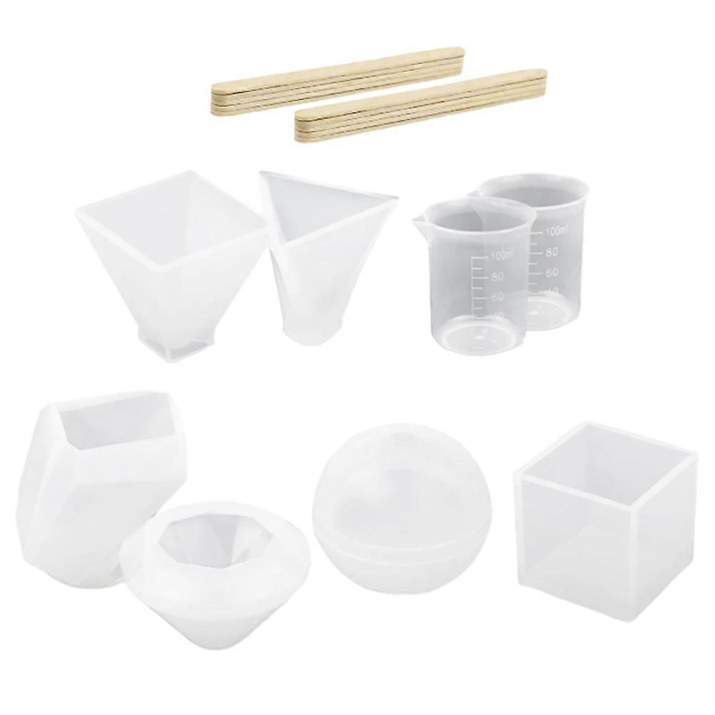 Resin Casting Molds Set Diy Projects Craft Making Different Shape White Silicone Easy Demoulding 18Pcs