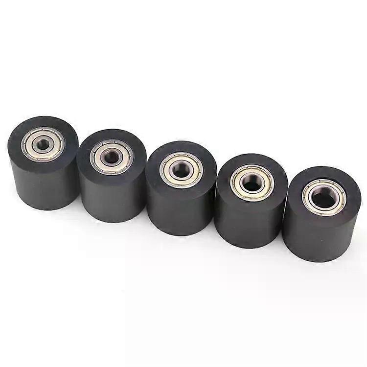 1stk sort PU polyurethan materiale rulle med to lejer dæmpe fladt styrehjul diameter 30mm længde 30mm boring 5/6/7 / 8/10mm