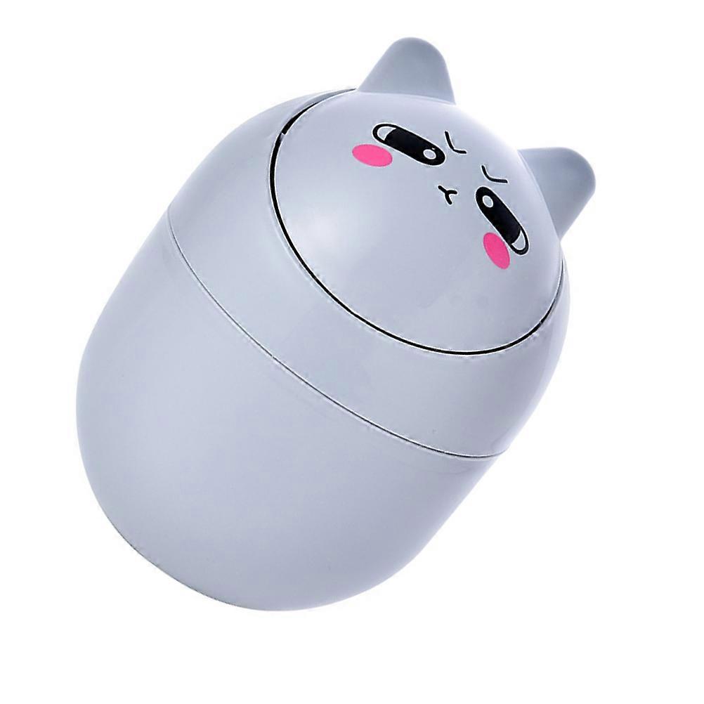 Desktop Trash Can in Light Grey ABS Material for Home Use with Design 1pc Small Size