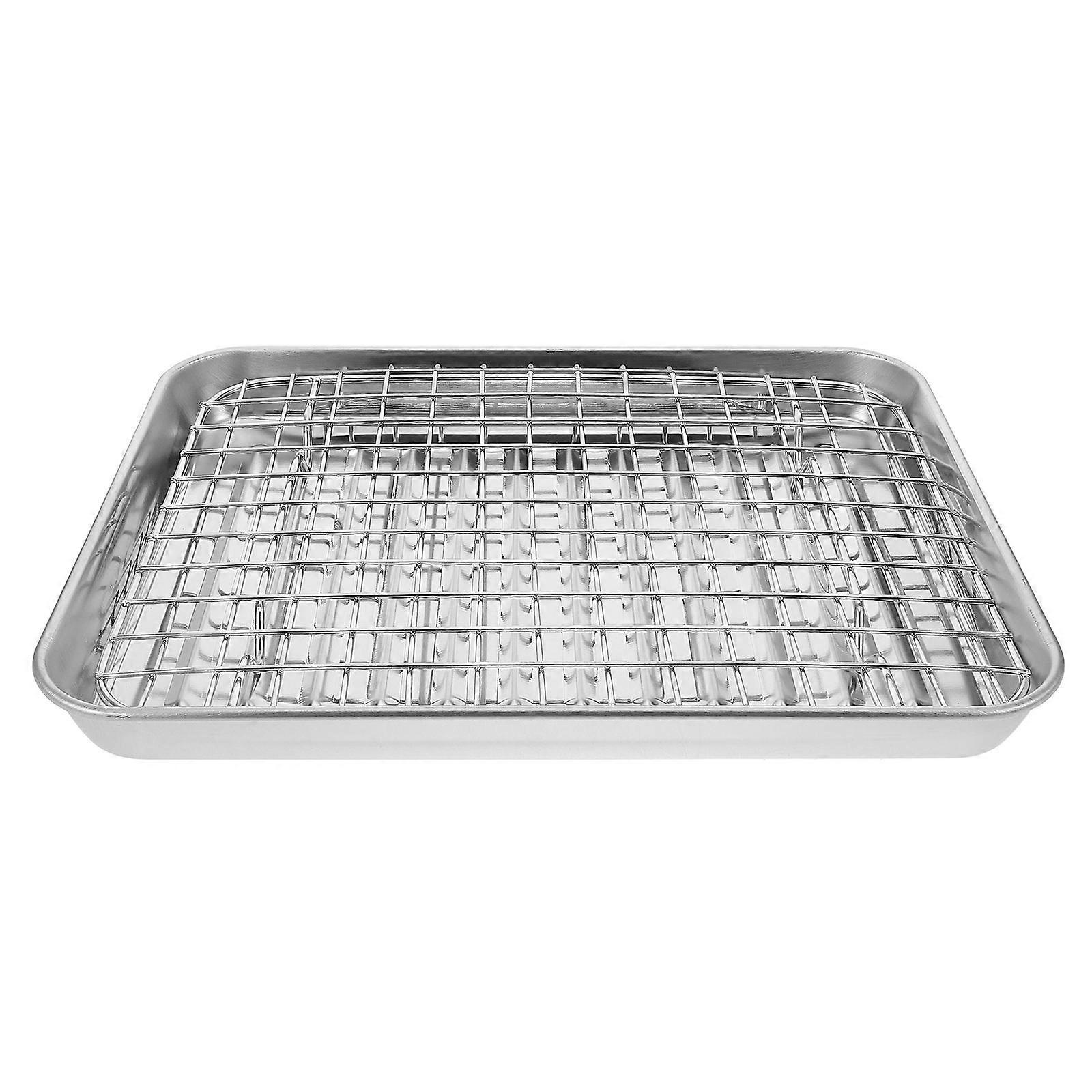 Stainless Steel Oven Pan With Rack Multi Color For Hotels Oven Baking Accessories 1Set