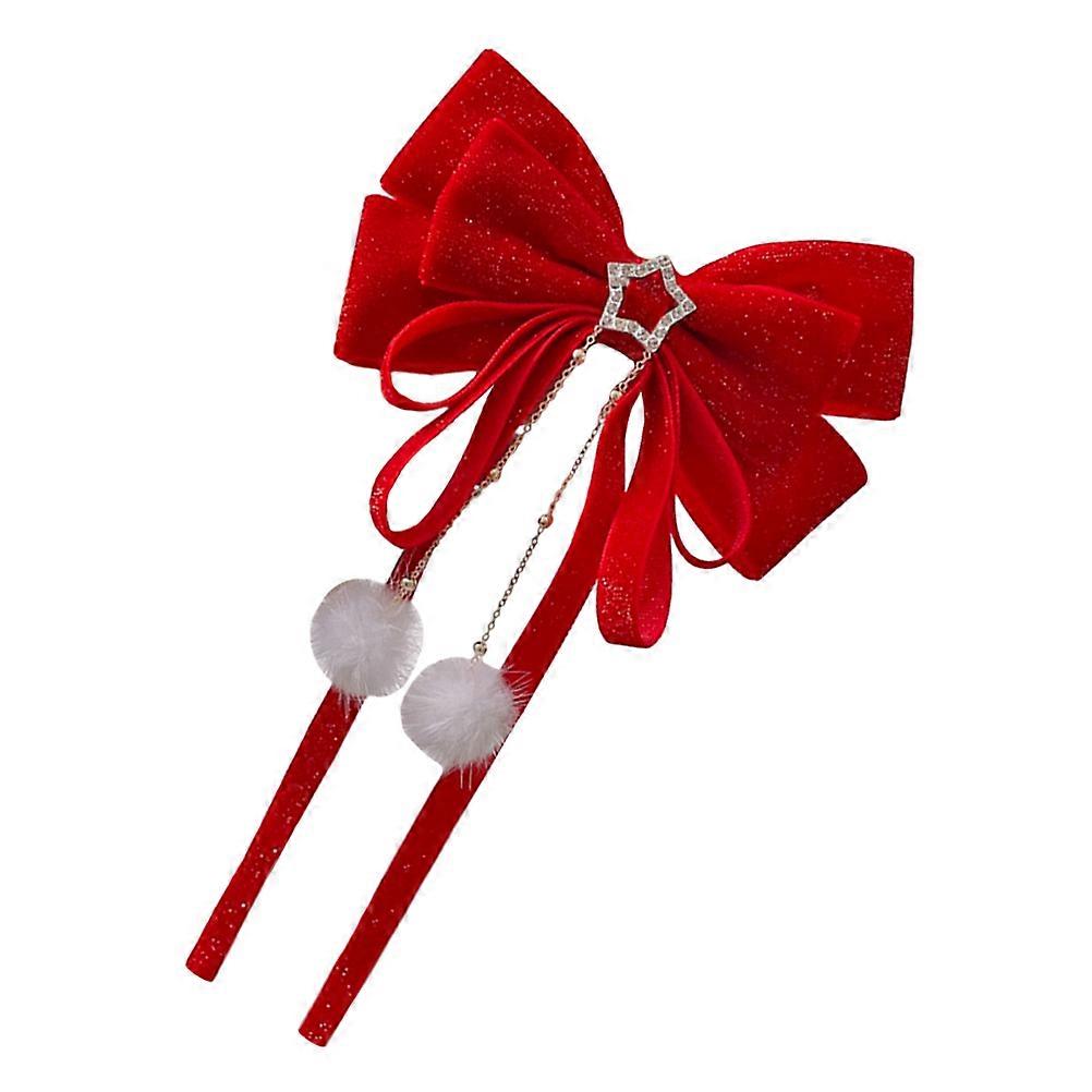 Bowknot Clips Children Bow Headband Accessory Daily Use Red 25X12CM Hair Fixing 1Set
