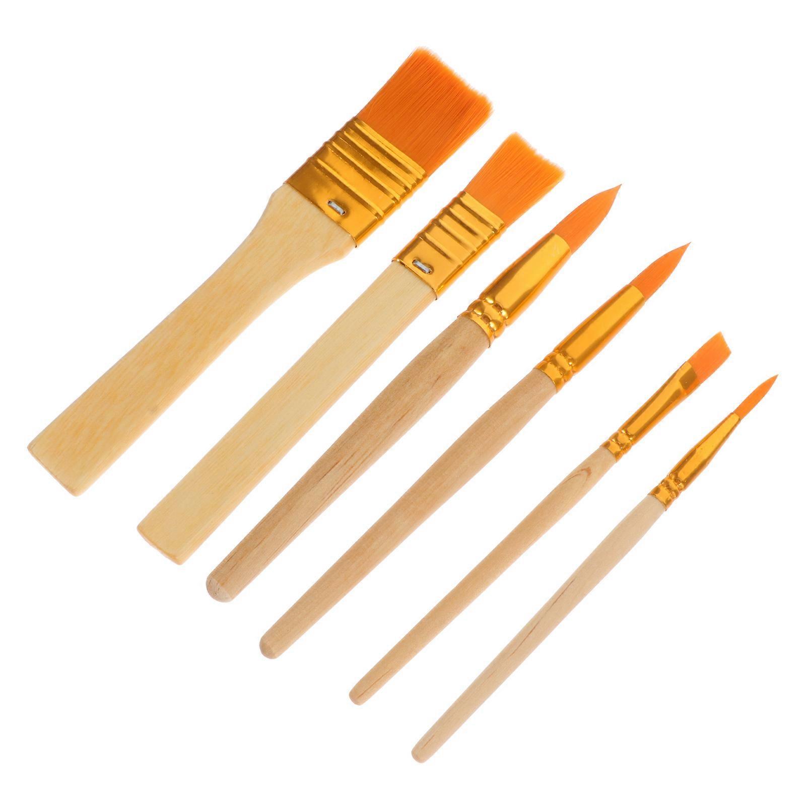 DIY Craft Projects Watercolor Paintbrushes Durable Bristles Sturdy Handles 6Pcs