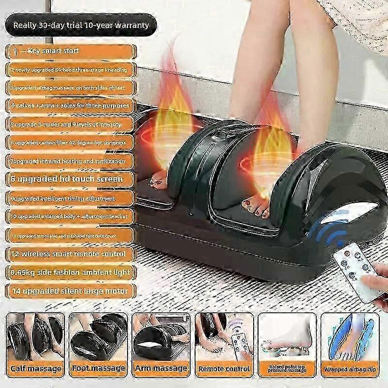 Automatic Shiatsu Leg and Foot Massager with Airbag Kneading and Heat for Relaxation
