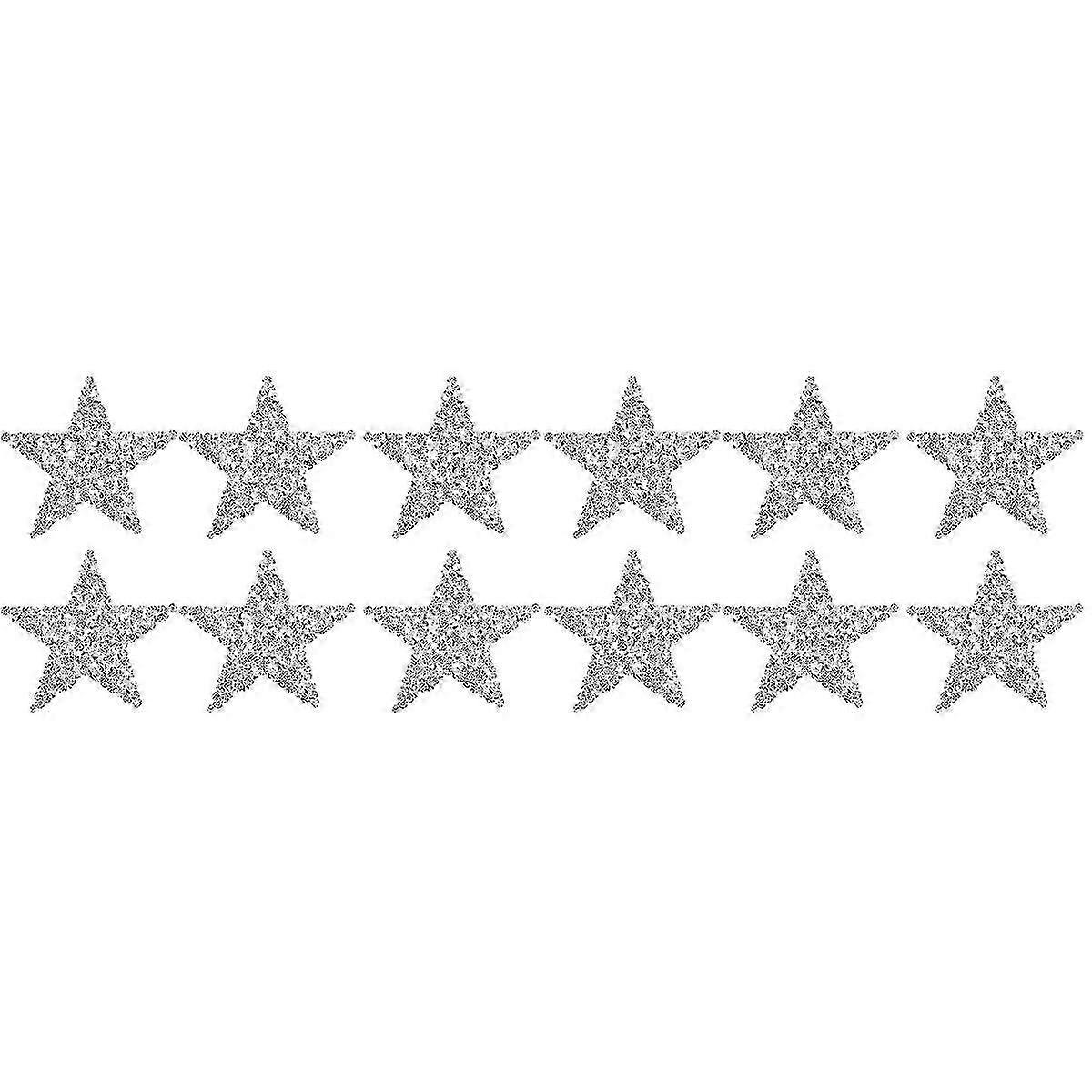 8 bucăți de patch-uri adezive decorative Silver Diamond Star Applique pentru proiecte de cusut