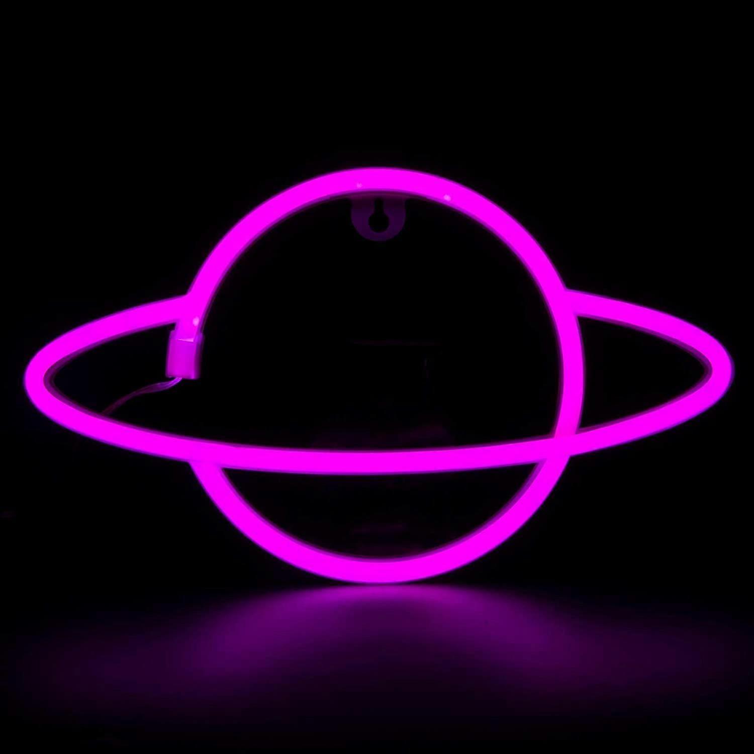 Neon Signs Planet Lights for Bedroom Wall Decor Battery & USB Powered Aesthetic Led Neon Light