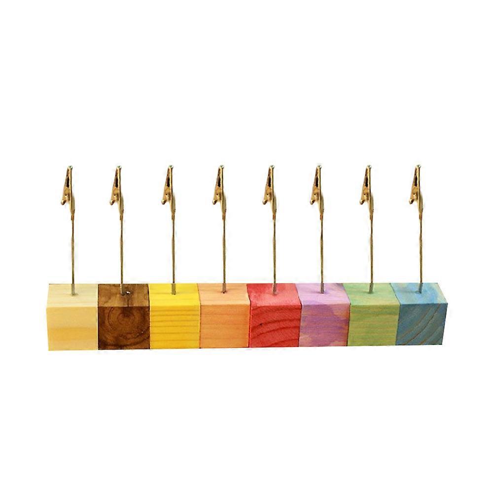 Decorative Place Memo Holder Color Wooden Base Table Number Holders for Wedding Banquet Mixed Memo 8Pcs