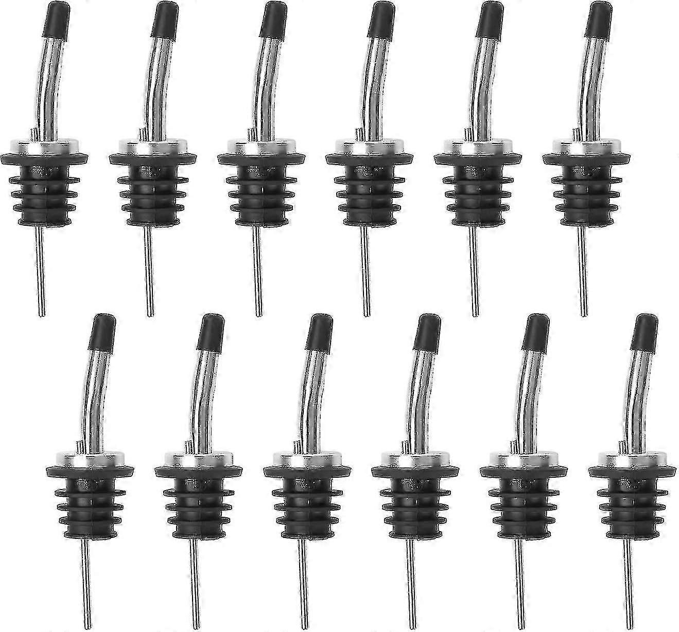 12 Pacotes de aço inoxidável clássico derramadores de garrafa afilado spout - pourers de licor com tampas de pó de borracha