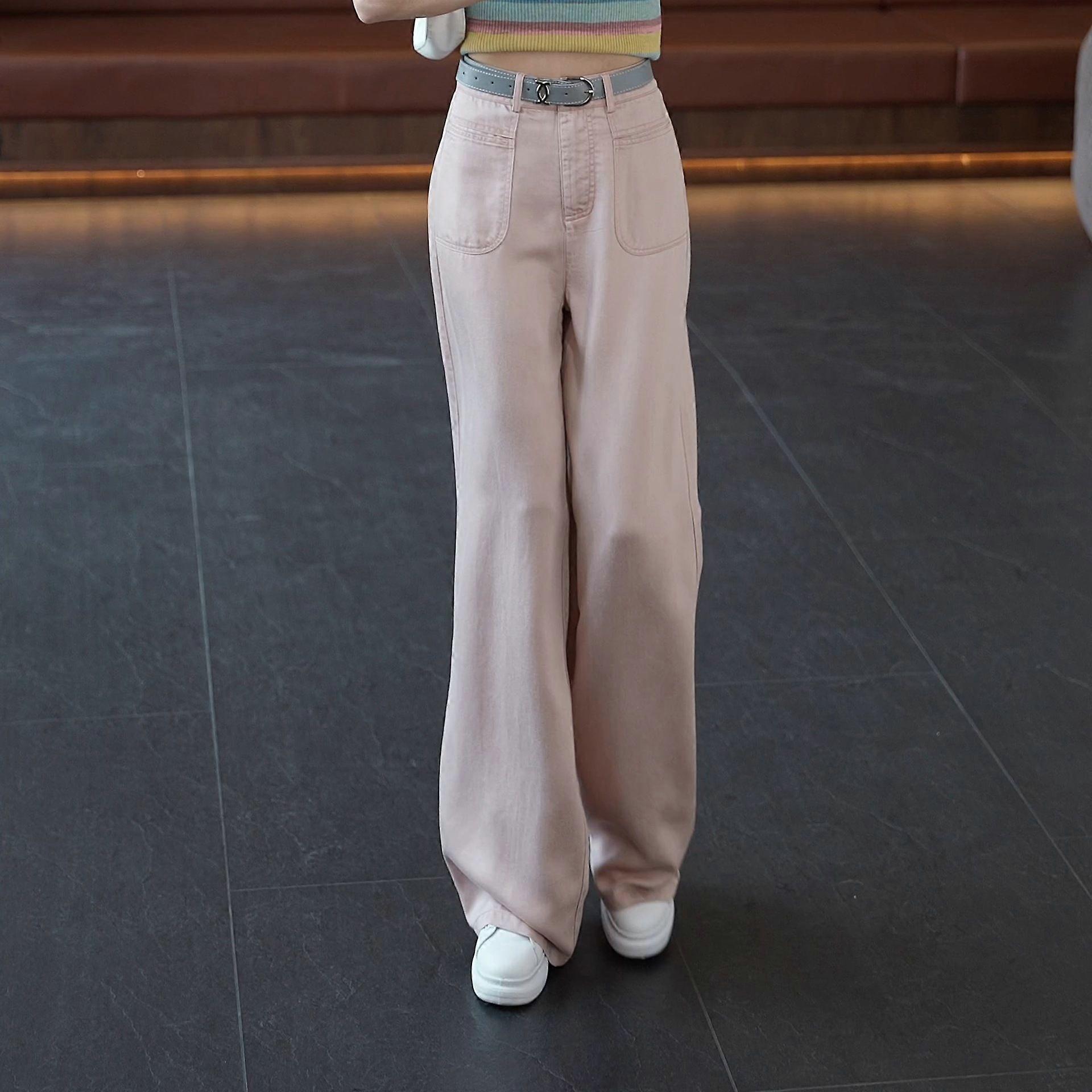 Spring And Summer Thin Narrow Version Of Denim Wide-Leg Pants For Women With High Waist Slim And Fashionable Casual Straight-Leg Pants