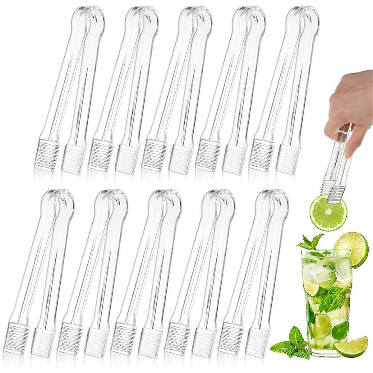 10 PCS Serving Tongs,Clear Kitchen Small Serving Utensils for Serving for Party Food Buffet Appetizer Salad Catering Ice