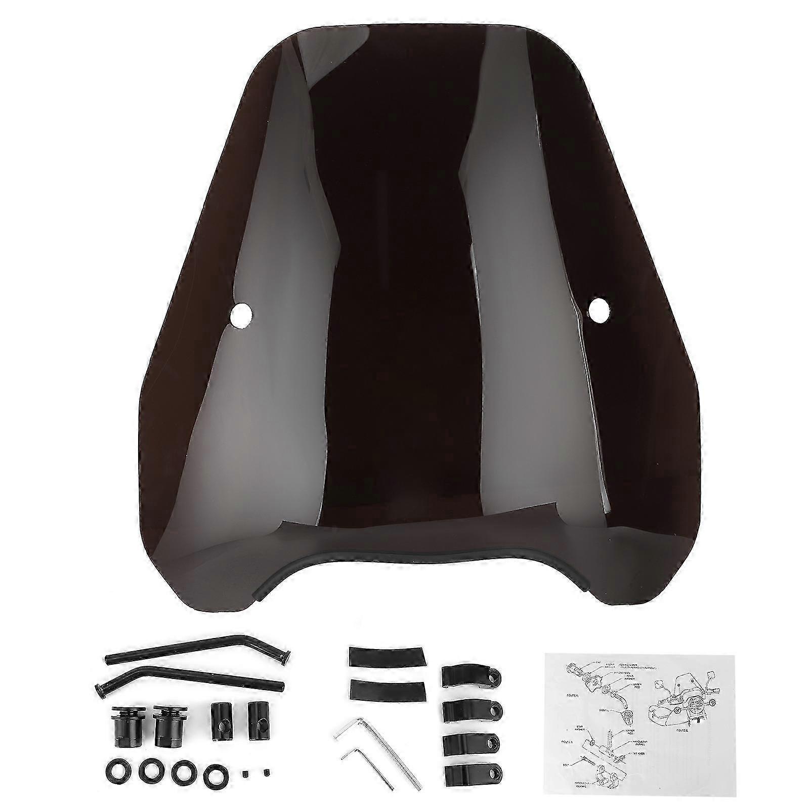 Universal Motorcycle Windshield Retro Style Wind Deflector Windscreen Front Headlight Fairing Part Dark Brown