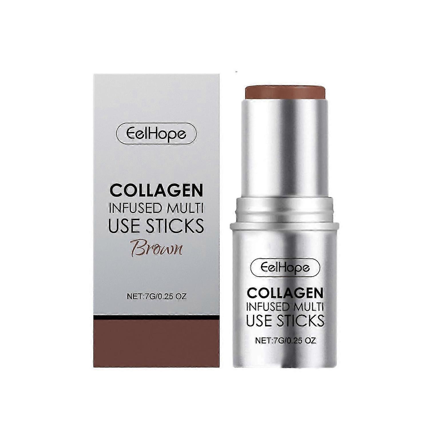 Collagen Cream Makeup Stick, Multi-Use Highlighter & Blush Stick Natural Dewy Light Moisturizer Contouring Sticks Langtidsholdbare