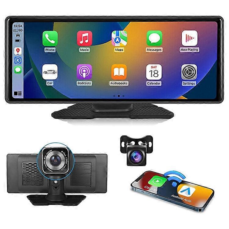 W514A 10.26 Inch Portable CarPlay Screen 1080P Dual Recording AHD Camera Car Dash Cam Reverse Backup Camera System