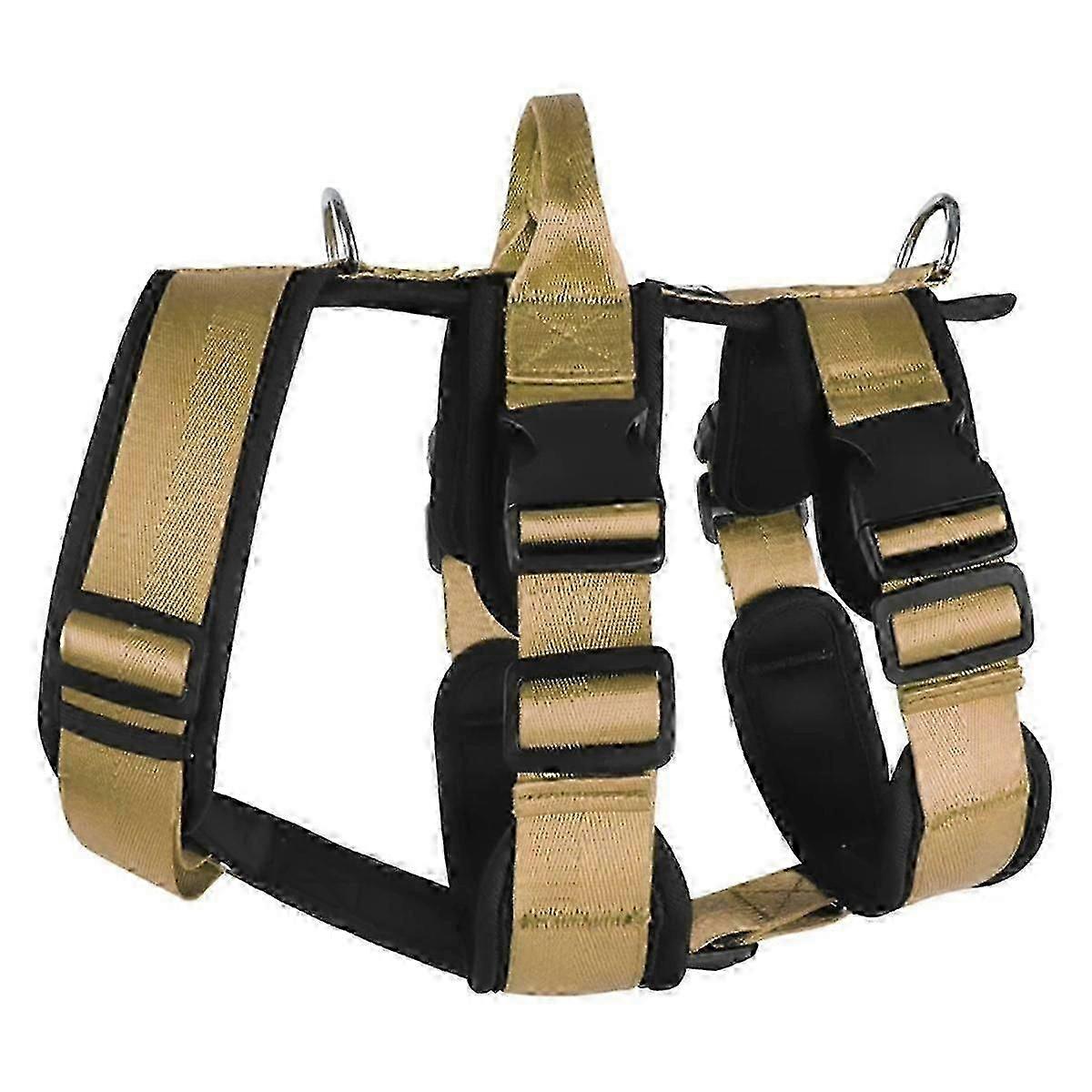 Explosionproof Big Harness with Handle Durable Adjustable Pet Chest Large Dog, Khaki, S