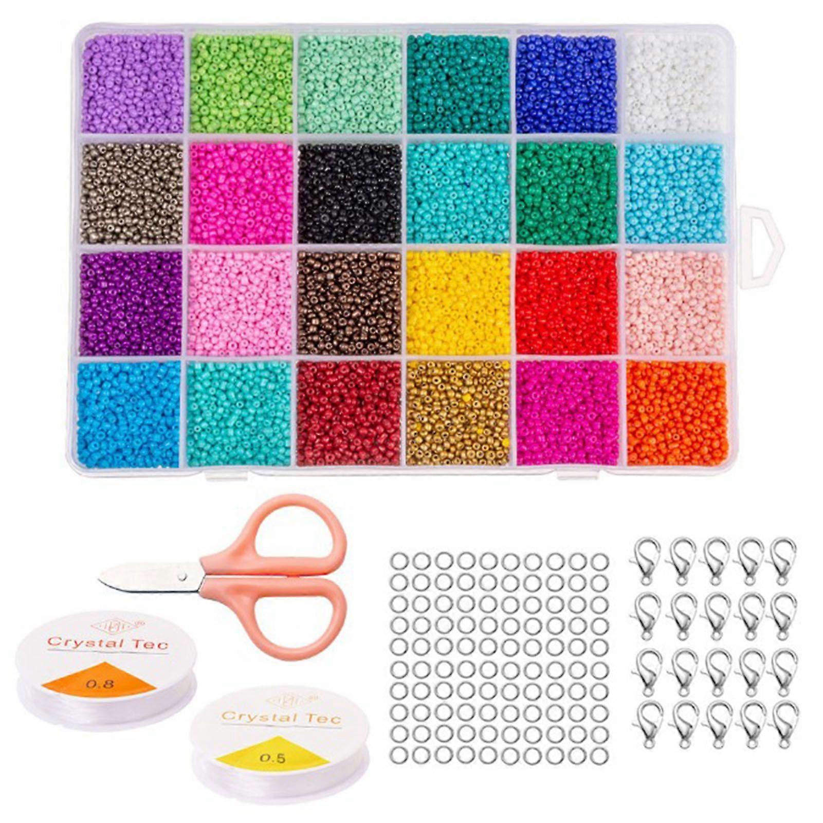 2025 Ultimo modello 24 griglie 1000pcs set di perline di vetro con filo elastico