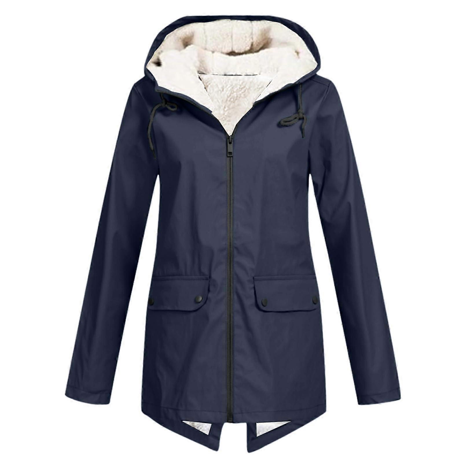 Women's Rain Jacket Waterproof and Breathable, Thin Windbreaker, Large Sizes, Spring Rain Parka XL, Lightweight Transition Coat