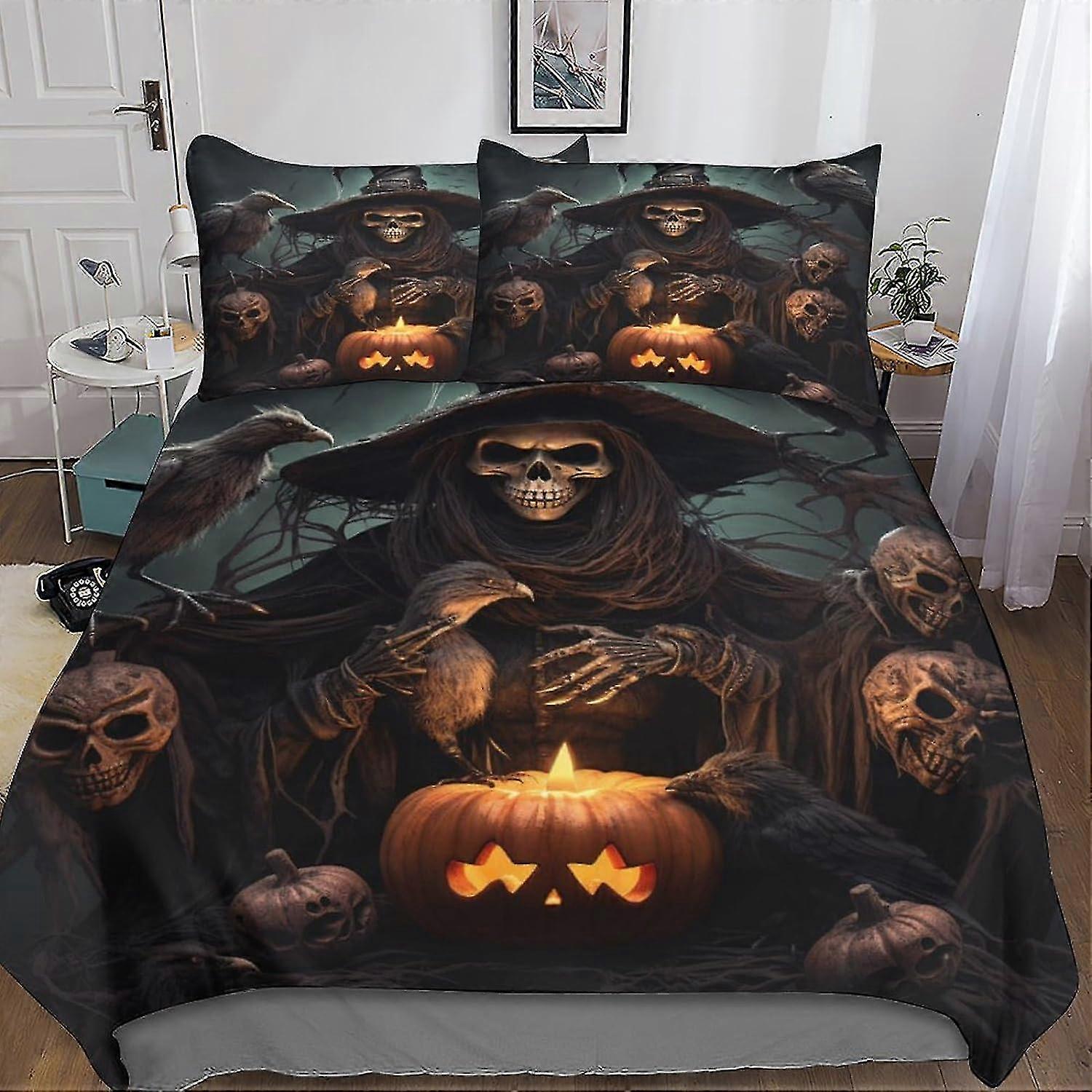 Halloween Witch 3D Upholstered Mattress, Microfibre Mattress, 3 Piece Set with Zip and 2 Pillowcases for Teens and Adults