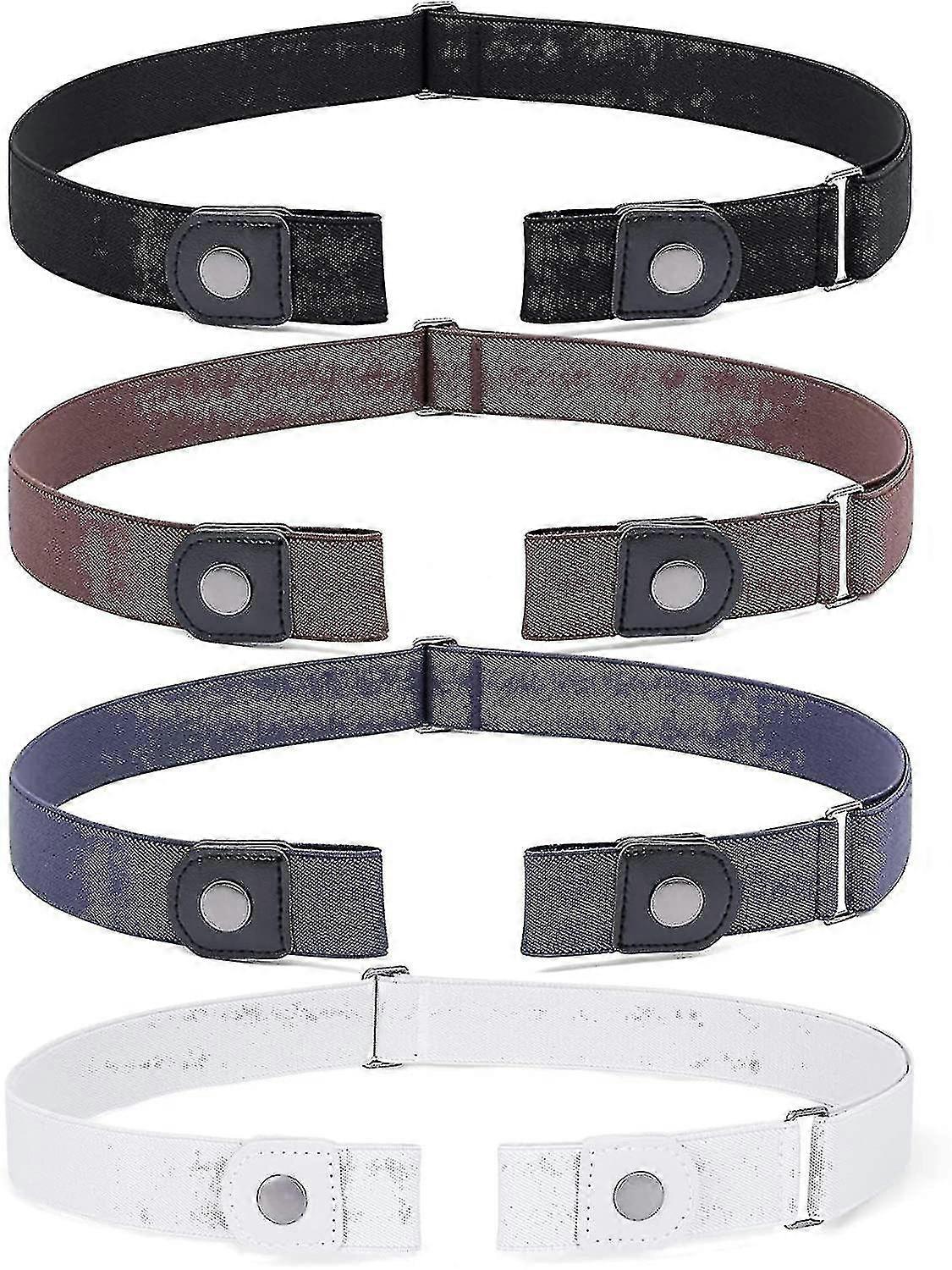 3 Pack / 4 Pack No Buckle Invisible Stretch Belt, Buckle-free Elastic Belt Suitable for Both Men and Women