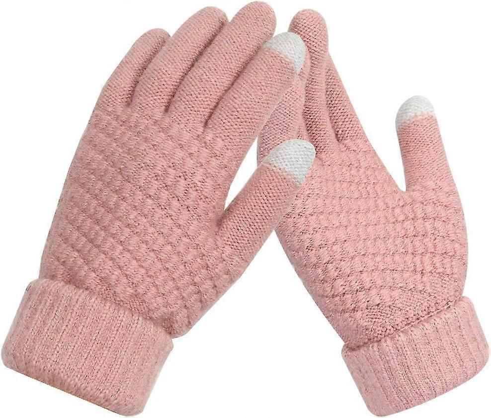 ZENGO Women Gloves Winter | Couple Warm Knit Gloves | Touch Screen Gloves Ladies Gloves | Thermal Gloves Pink
