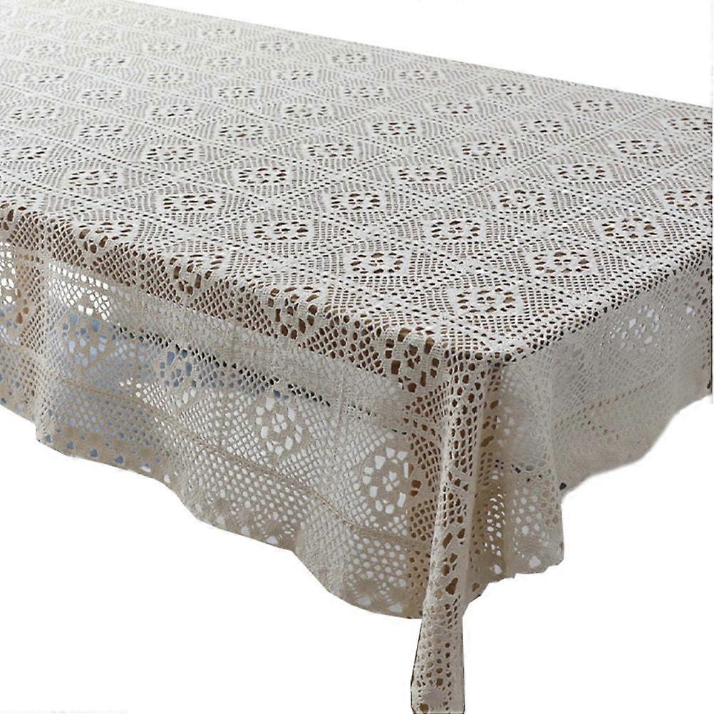 Decorative Table Cloth Beige Polyester for Picnic Table Cover and Party Decoration Use