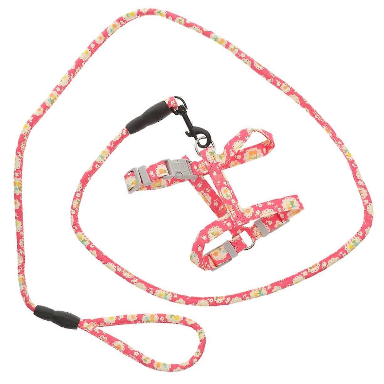 Adjustable Cat Harness with Leash for Small and Medium Cats, Ergonomic Design, Safe for Outdoor Activities with Floral Pattern