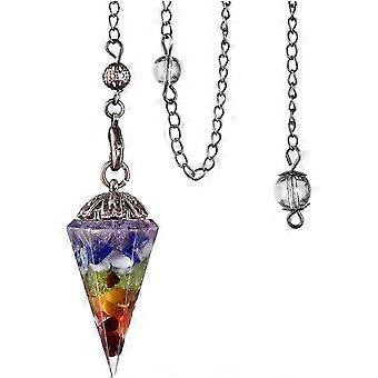 7 Chakra Crystal Dowsing Pendulum Fasetterad Cone Point Gemstone Pendulum För Dowsing Scrying Healing