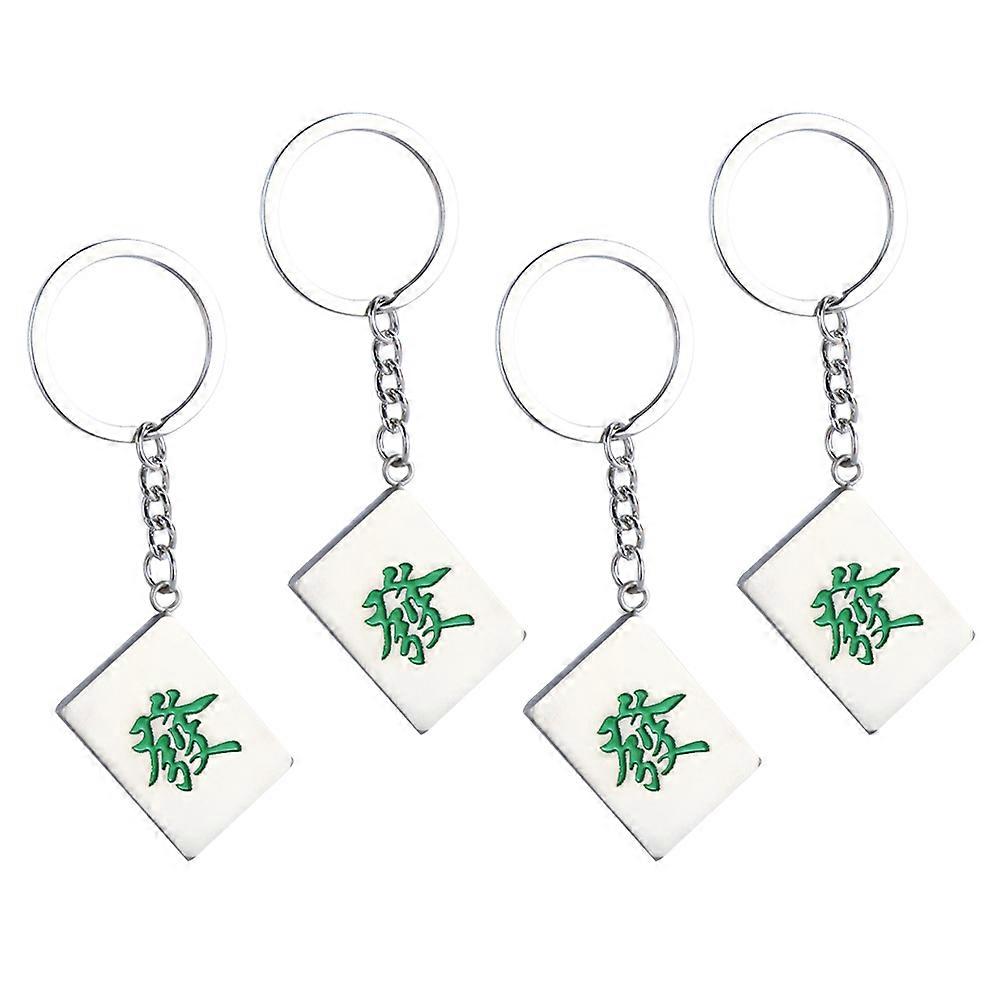 4pcs Fortune Mahjong Keychains Decorative Hanging Pendants for Keychain Bag Decor Craftsmanship with Bright Finish