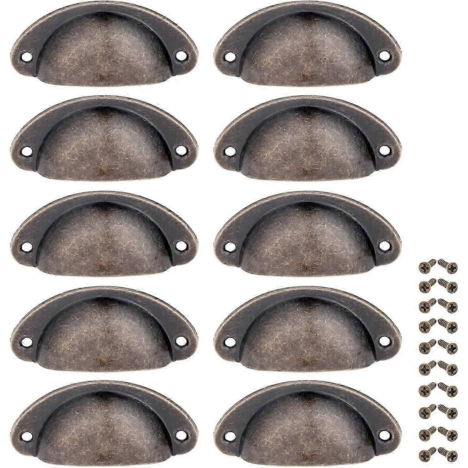 Set of 12 Vintage Bronze Shell Drawer Handles - Classic Retro Knobs for Furniture & Cabinet Hardware Upgrade
