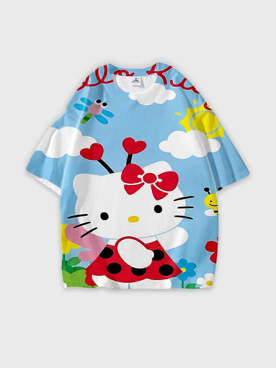 T-shirt girocollo Cartoon Pattern manica corta sciolta JW574