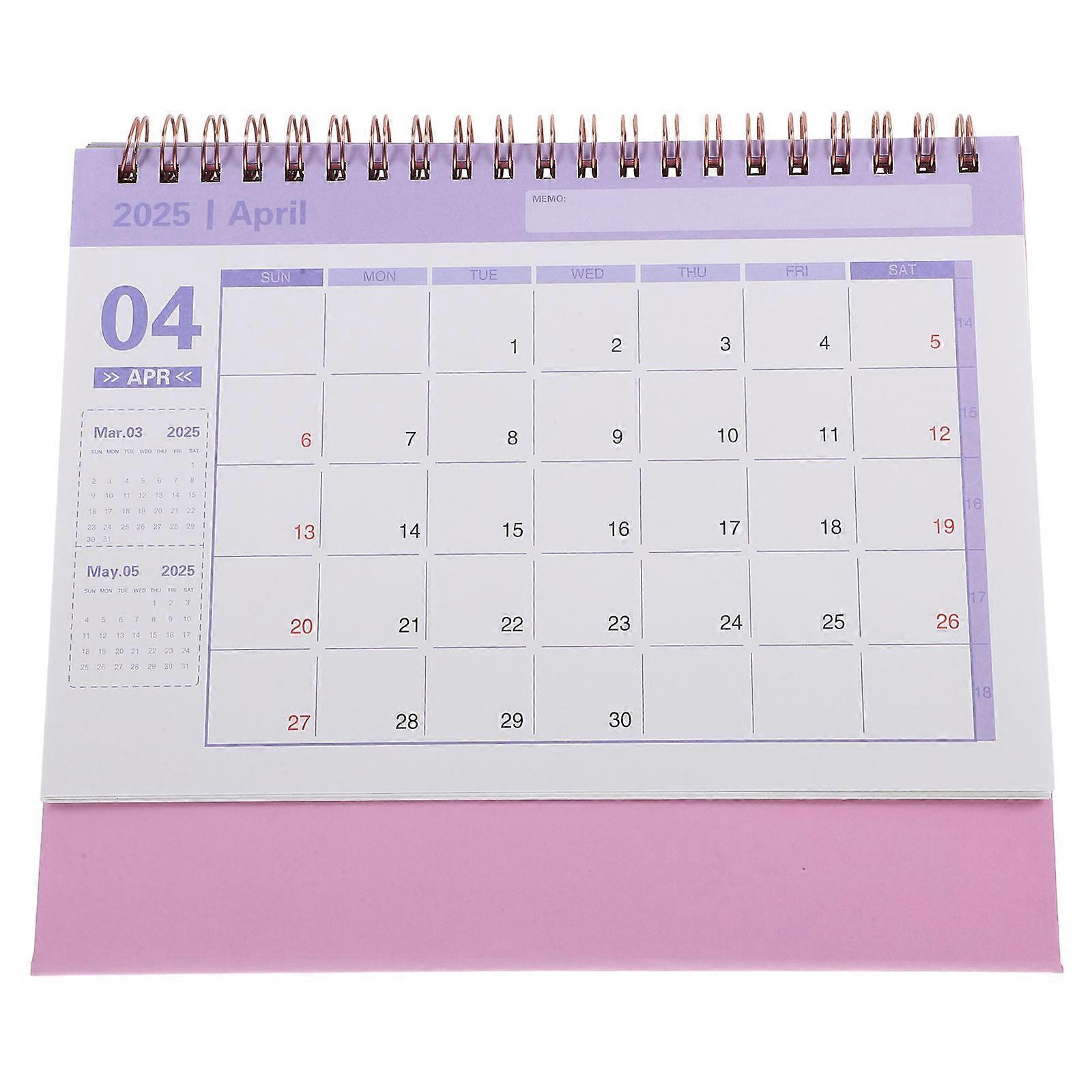 Aesthetic Small Desk Calendar Paper Calendar Decor Foldable Stand-Up Design Pink 19.00X16.50X8.00CM Date Display 1Pcs