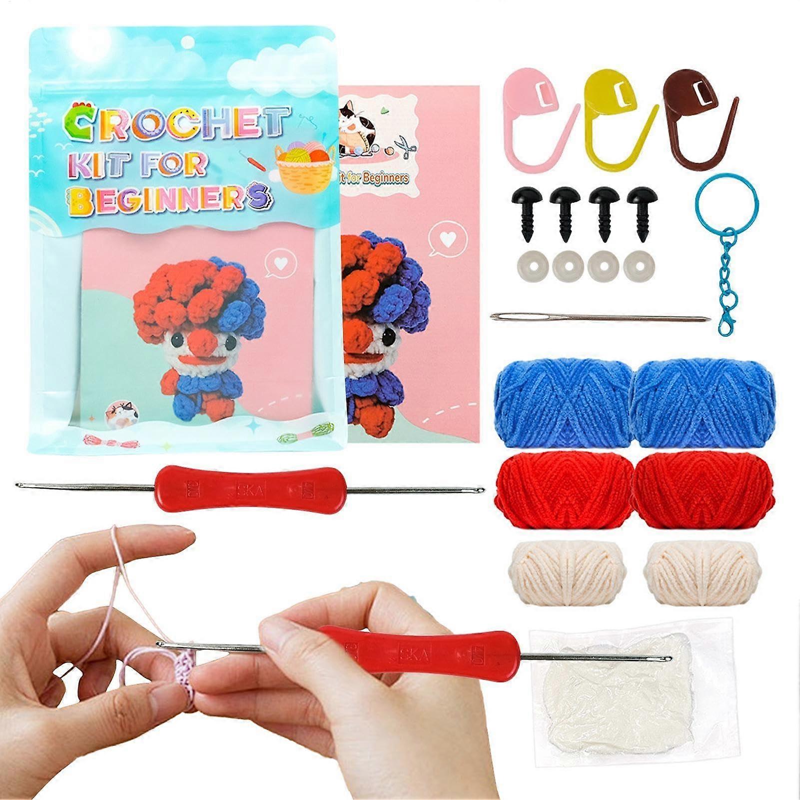 Crochet Doll Kit For Kids, Video Tutorial Included, Yarn And Hook Set