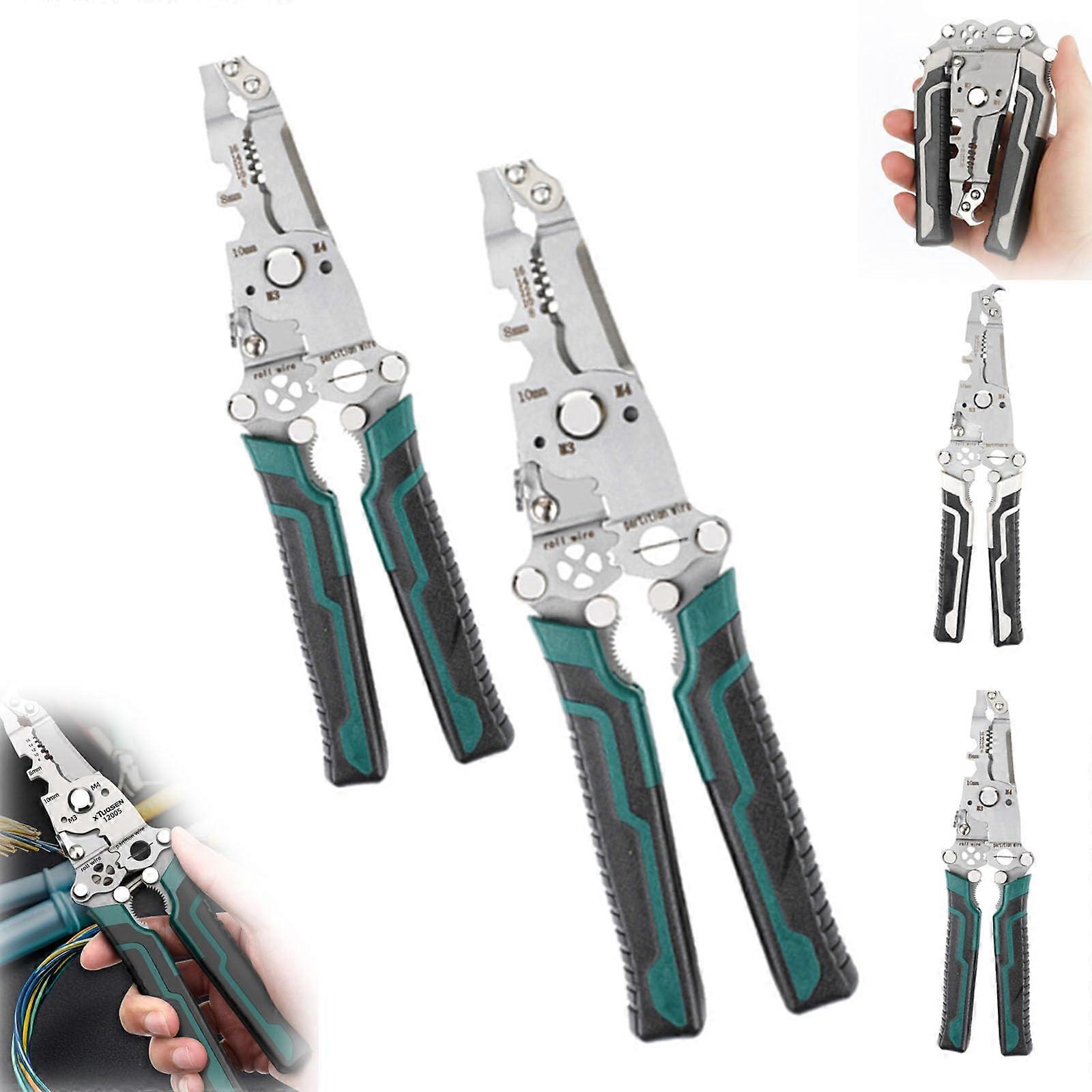 Wire Stripper 18-In-1 Foldable Tool for Electrical Wiring, Upgraded Multifunctional, 2-Pack Green
