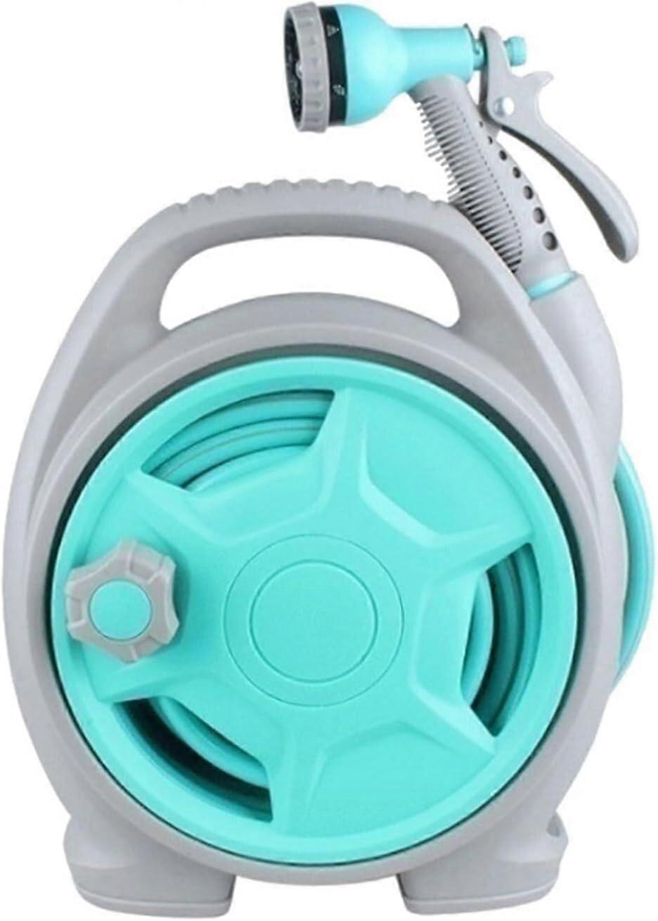 Telescopic Hose Reel Cart, 15 m, 50 ft, Garden Watering Tool Set, Hose Cart for Outdoor Use with Hose and Nozzle with 6 Patterns (Blue)
