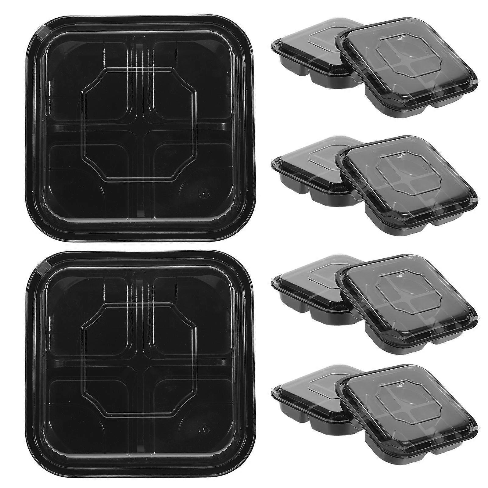 Multi Functional Food Box for Storage Black PET Portable Lightweight with Separate Grid Pcs