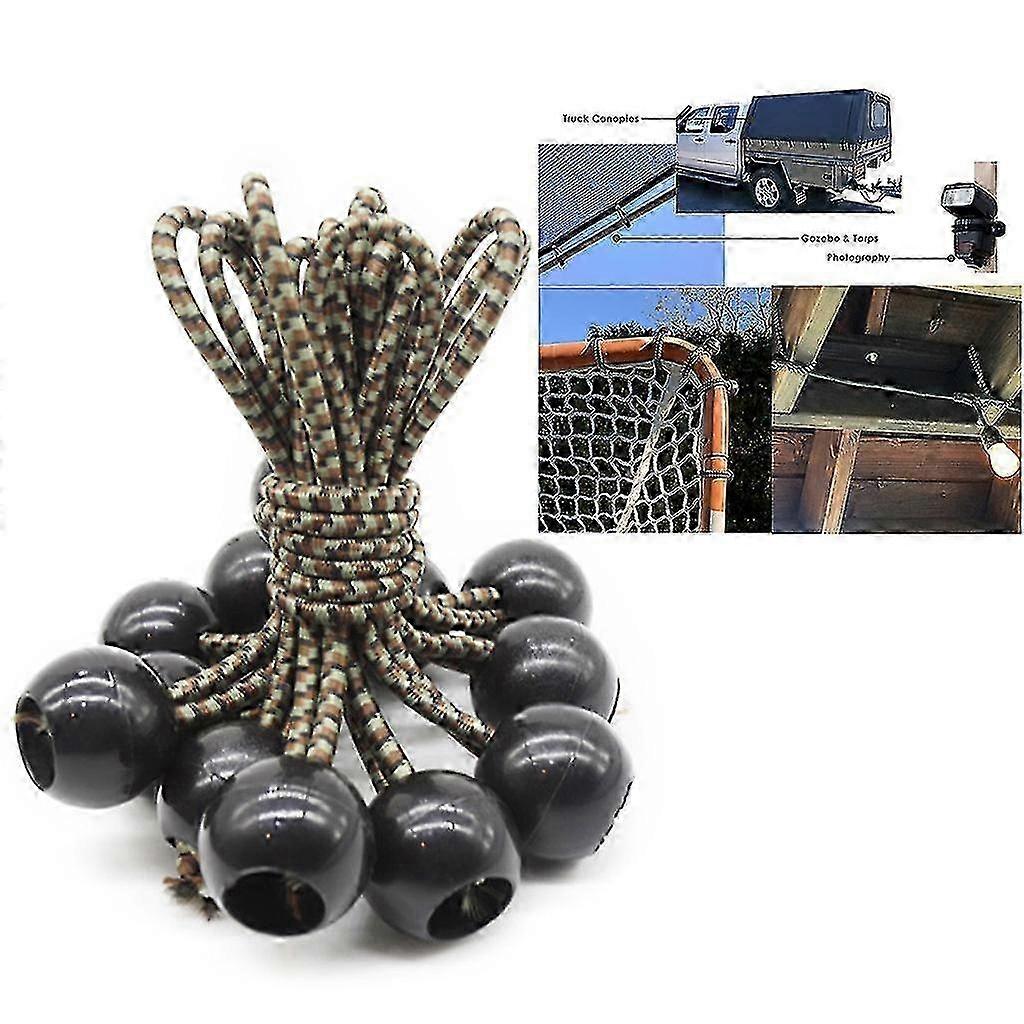 ZENGO 10pcs Elastic Ball Bungee Cord Stretchable Rope For Tent Camping Tarpaulin