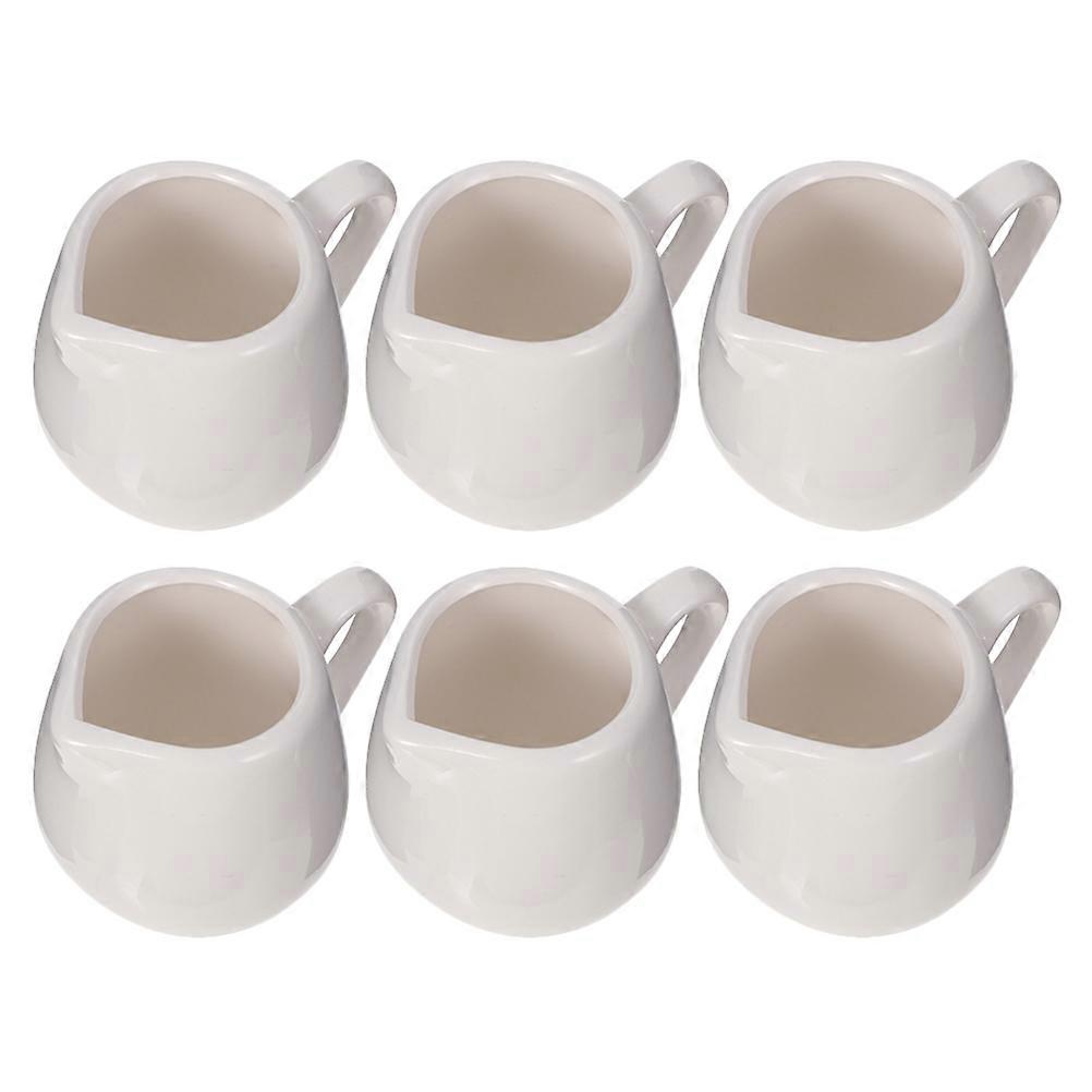 6pcs White Ceramic Milk Jugs with Handle – Versatile Sauce & Storage Containers for Kitchen & Dining, Elegant Design for Milk & Sauces
