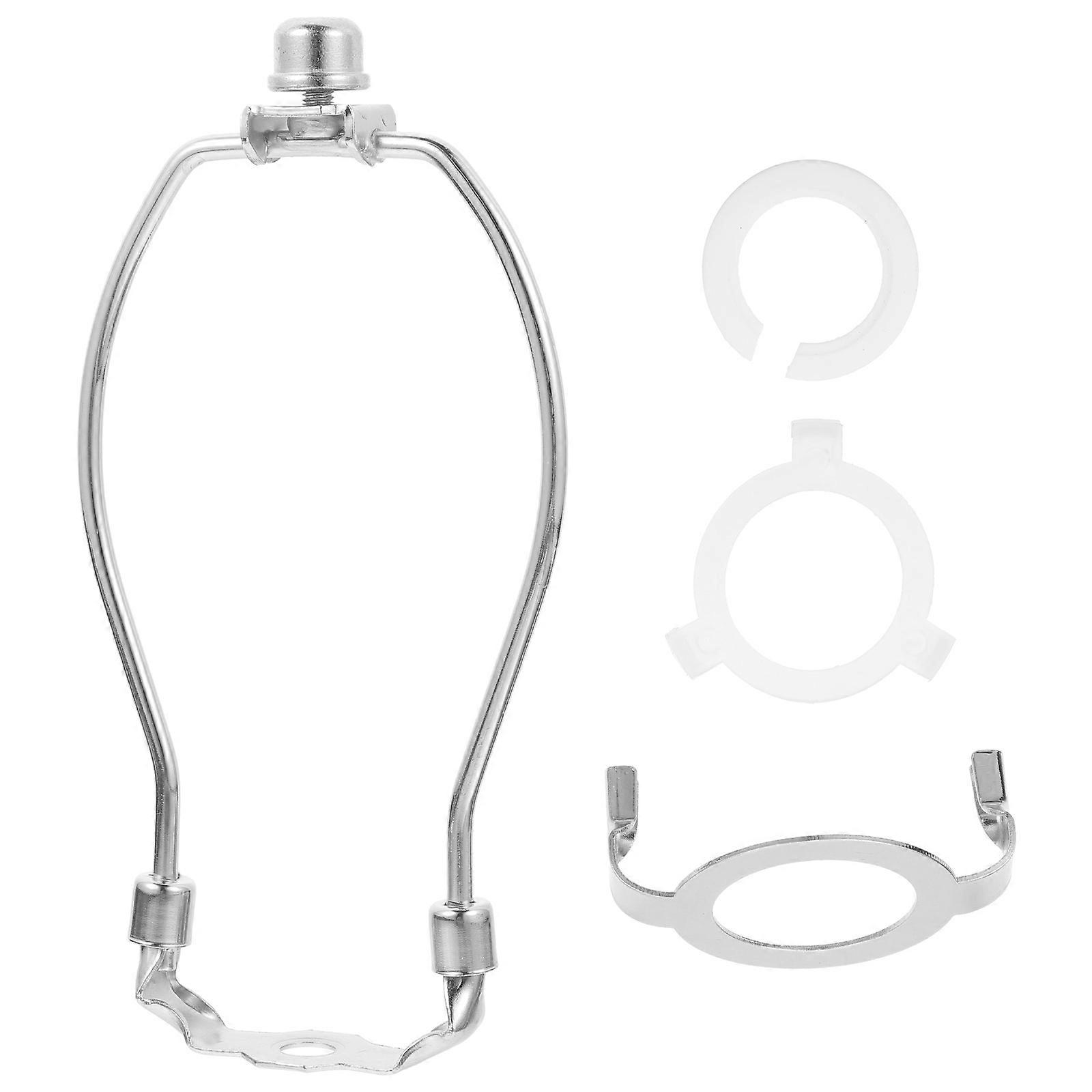 Silver Lamp Shade Harp Holder for E26 E27 E14 Bases with Saddle and Base Mount Adapters 6 Inch