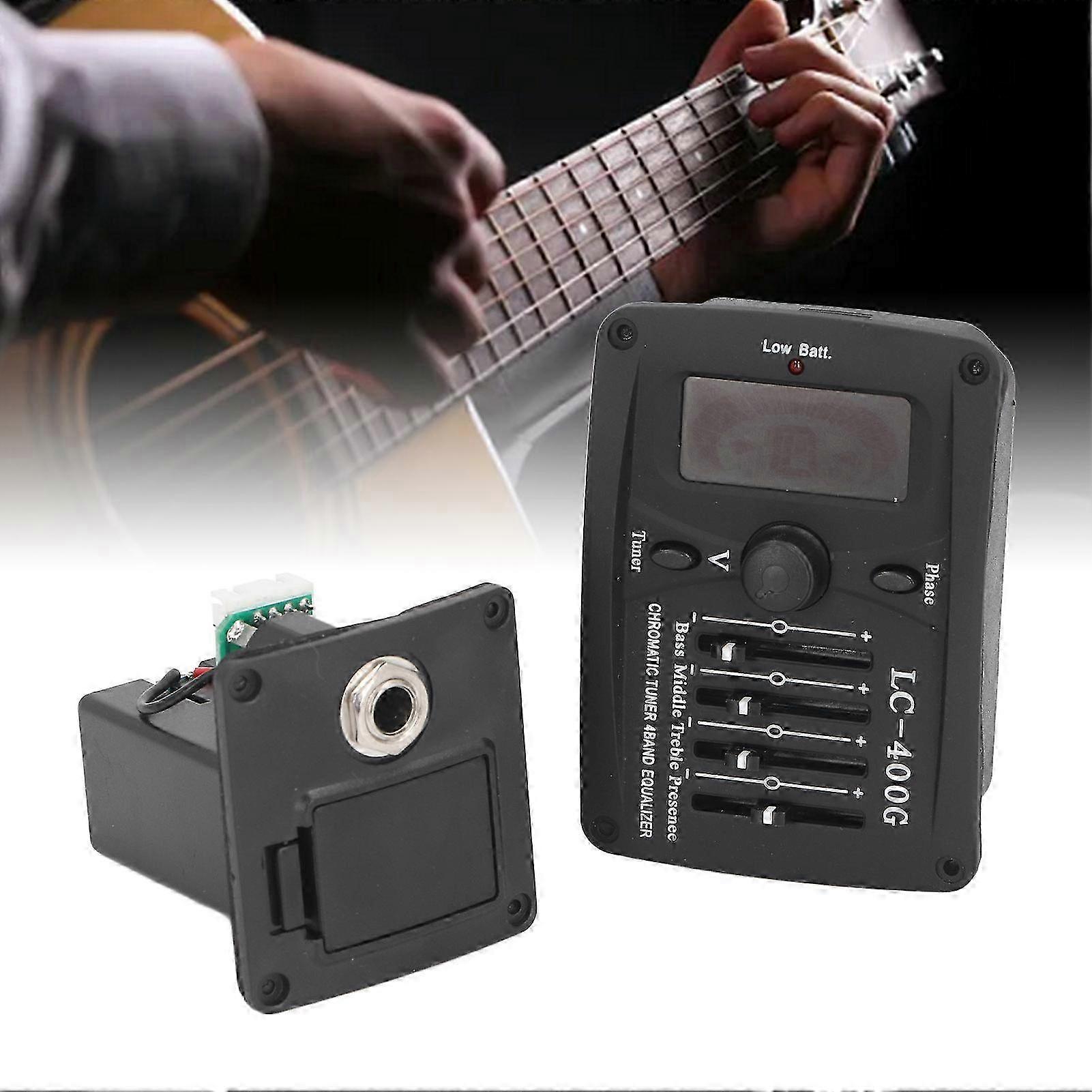 4-Band Equalizer EQ Preamp with Piezo Pickup & Chromatic Tuner System for Acoustic Guitar - Model LC-400G