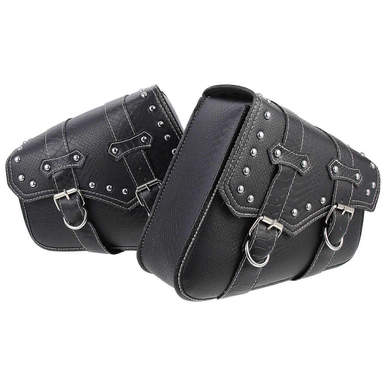 Motorcycle Saddle Bag Pair in Black for Outdoor Use with Large Capacity Storage